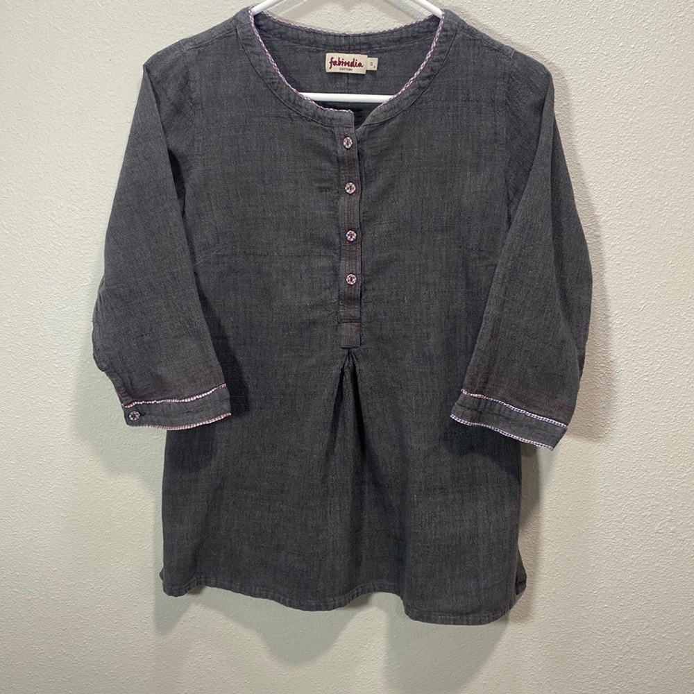 Fabindia cotton top gray‎
